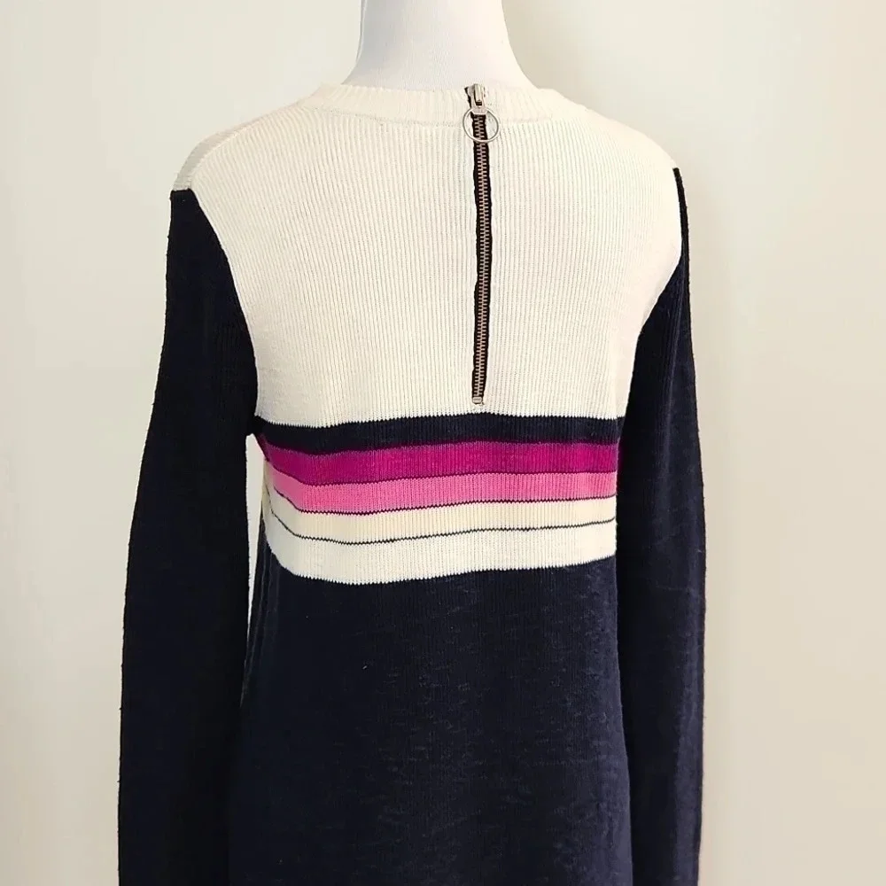 || FREE PEOPLE || Colorblock sweater dress, mini, long sleeves, blue